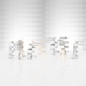 Two Handle Widespread Bathroom Sink Faucet in Brushed Nickel